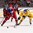 TORONTO, CANADA - DECEMBER 29: Russia's Alexander Sharov #23 goes to play the puck while Sweden's Anton Blidh #11 chases him down during preliminary round action at the 2015 IIHF World Junior Championship. (Photo by Andre Ringuette/HHOF-IIHF Images)


